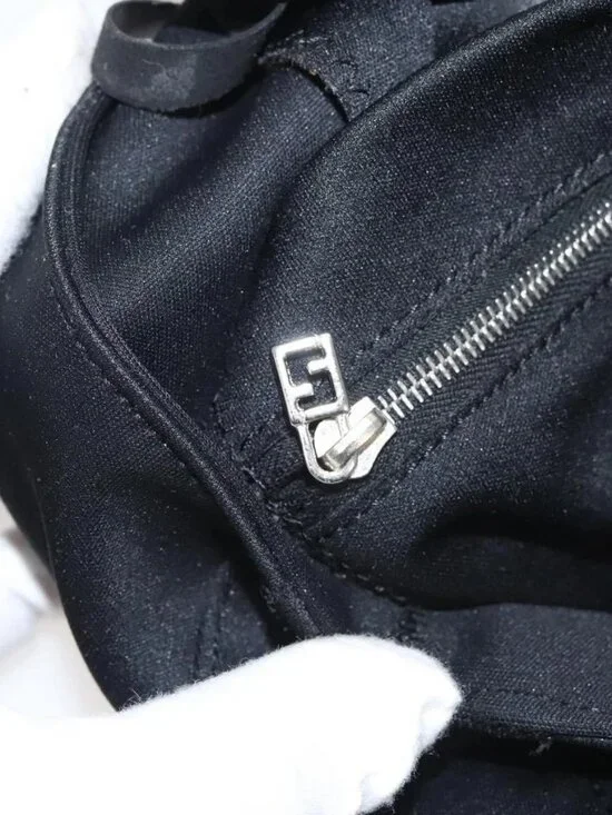 FENDI Hand Bag Nylon Black Silver Auth 122023 - Picture 13 of 16